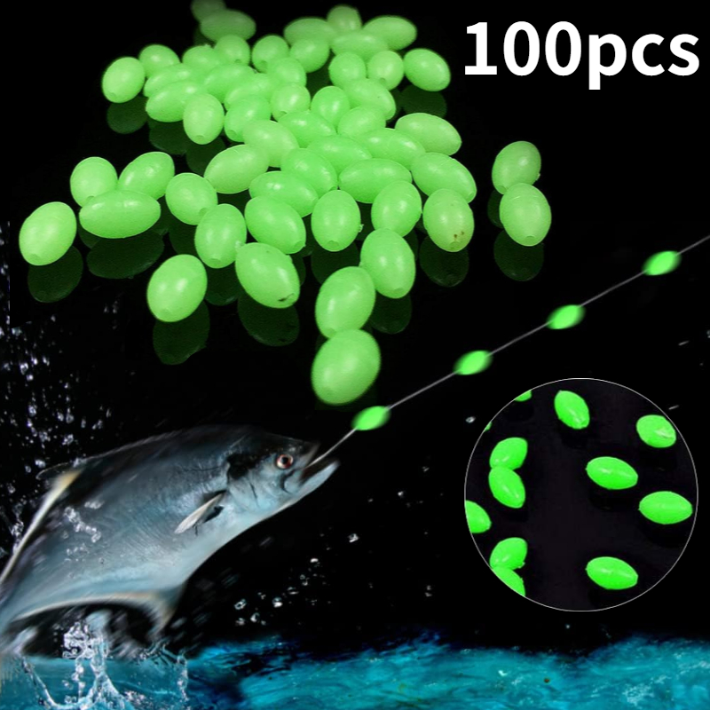 Fishing Lure Topwater - 100 ピース/ロットオーバルナイト発光釣りビーズ光る海釣りルアー餌フローティングビーズ釣具ツールリグ 4/5/6/8 ミリメートル