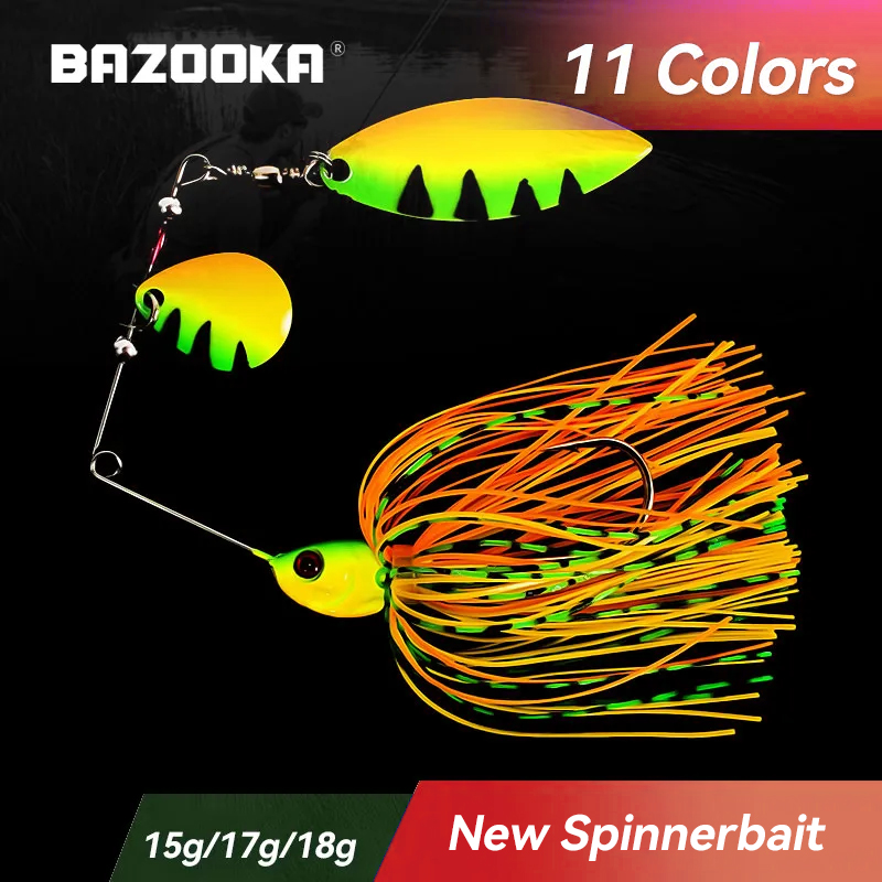 Fishing Lure Buzzbait - バズーカ 15 グラム 18 グラムスピナーベイト釣りルアーワイヤー餌金属スピナーバズベイトスイムベイトフックペシェジグキットスカート低音パイク冬