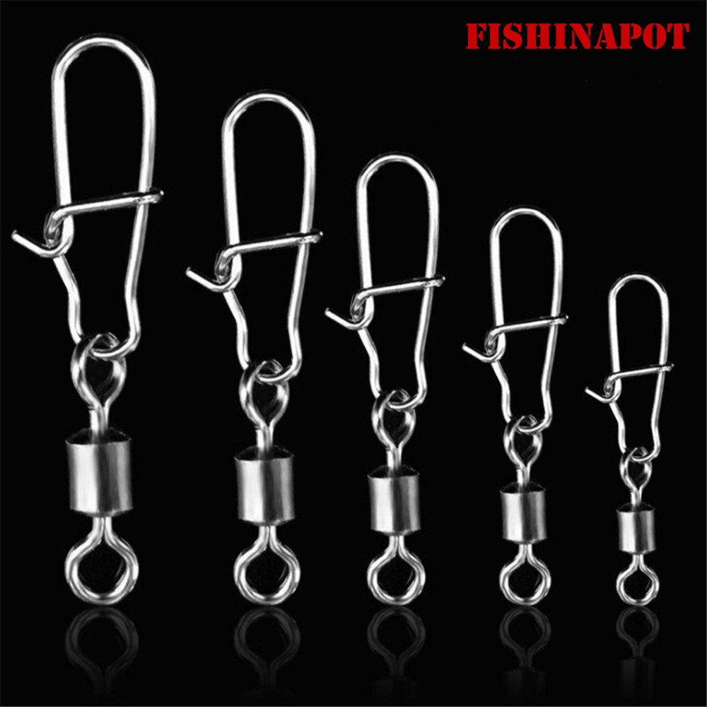 Fishing Lure Spinner - フィシナポット 30個/ロット2 # -10 # ステンレス鋼コネクタ餌スピナー釣りルアーローリングスイベル高速ロックスナップフック回転