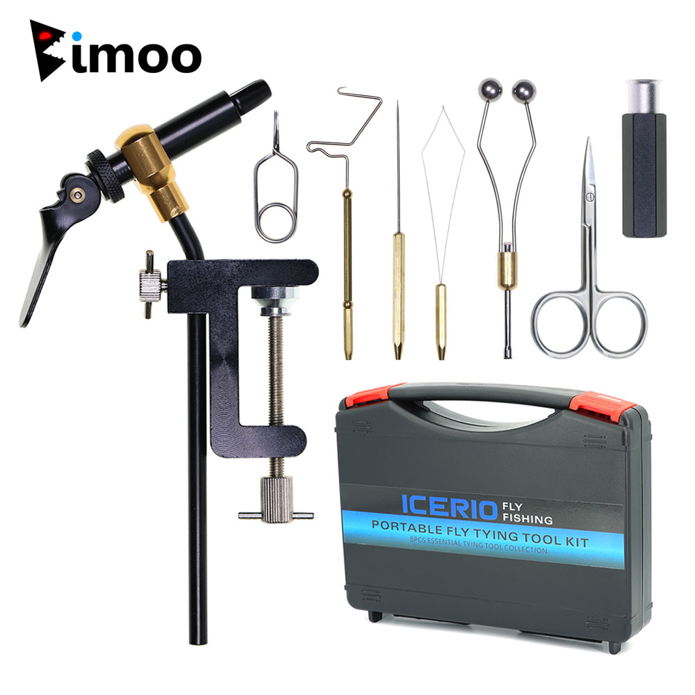 Fishing Lure Making Kit - 8個/セット 硬化鋼製Cクランプバイス フライタイイングツールキット ボビンホルダー スレッダー ウィップフィニッシャー