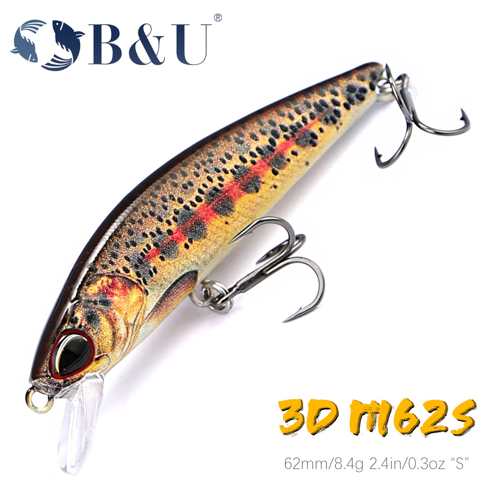Fishing Lure Jerkbait - B&U 62 ミリメートル 8.4 グラムシンキングミノーワブラー釣りルアートラウトルアーとハードベイトジャークベイトパーチ釣具用