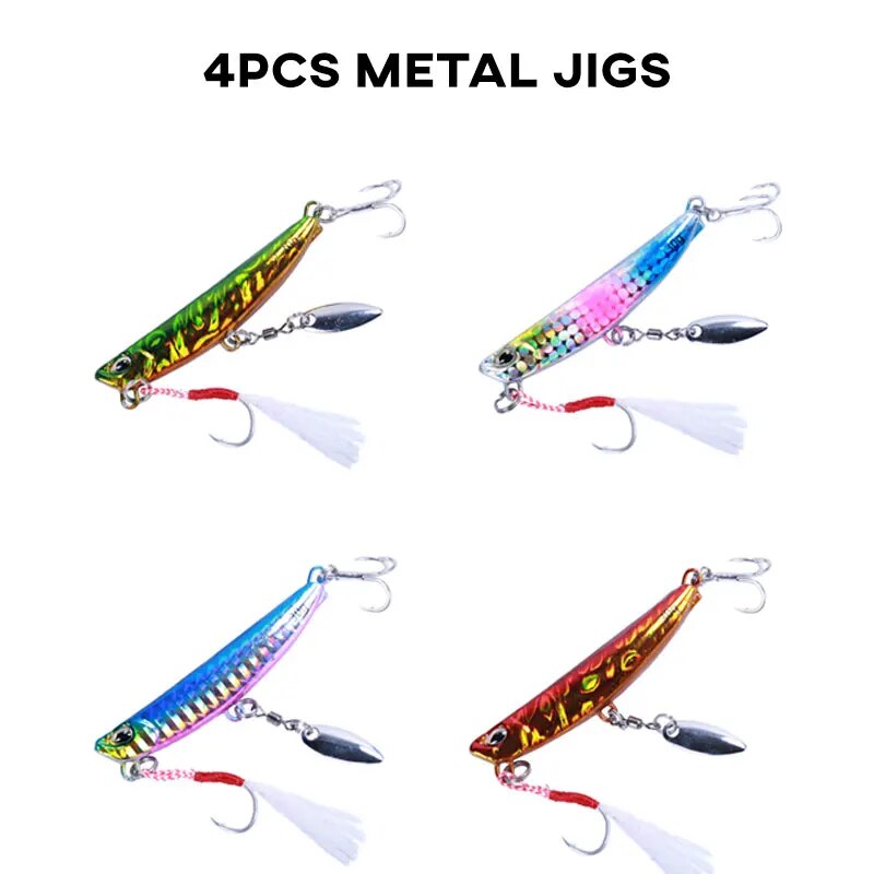 Fishing Lure Buzzbait - 金属ジグスプーン釣りルアー4個15g 4.9cmショアキャスティングマイクロジグ遅い人工ハードベイトスピナーベイトバスマグロペスカ用