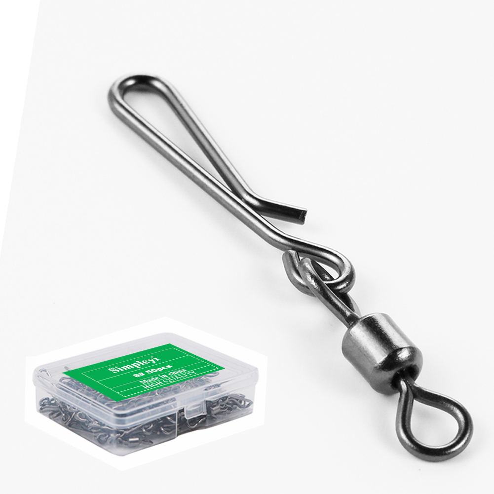 Fishing Lure Box - 釣り道具,フック,ルアーライン,餌,コネクター,コイ,ソリッドリング付きスイベルスイベル,50個入りボックス