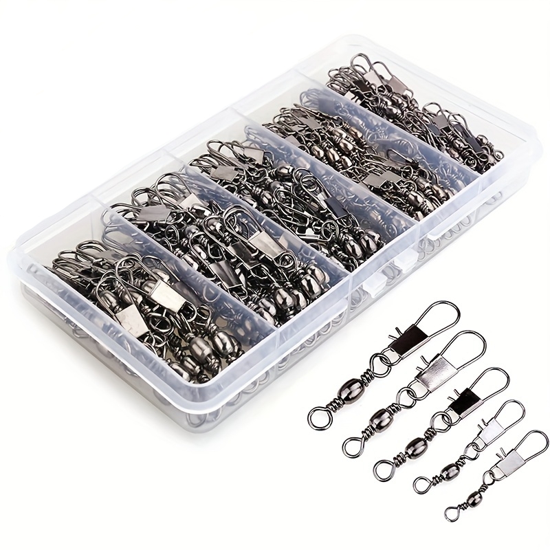 Fishing Lure Accessories - 50/200個入りバレルスナップスイベル釣りアクセサリー、ボールベアリングスイベルスナップコネクター付きギア、クイックコネクトルアー用