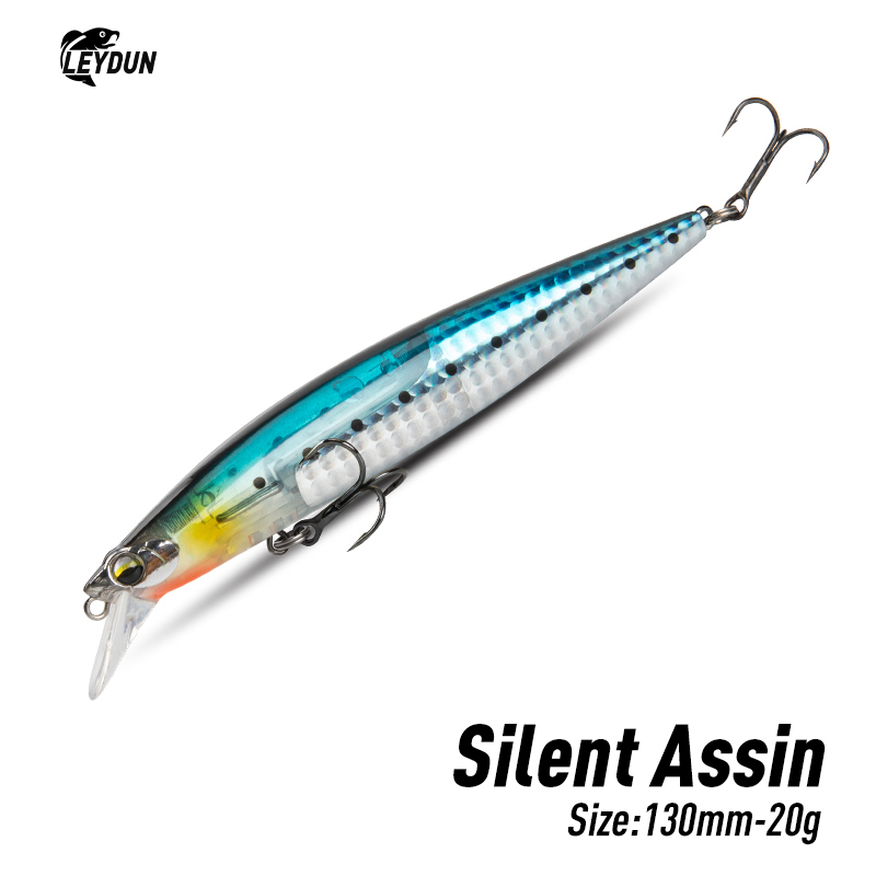 Fishing Lure Blade Bait - LEYDUNフローティングシーバスフィッシングルアーベイト130mm 20gミノールアーフラッシュブレード付きハードルアー優れたアクションウォブラータックルパイク用