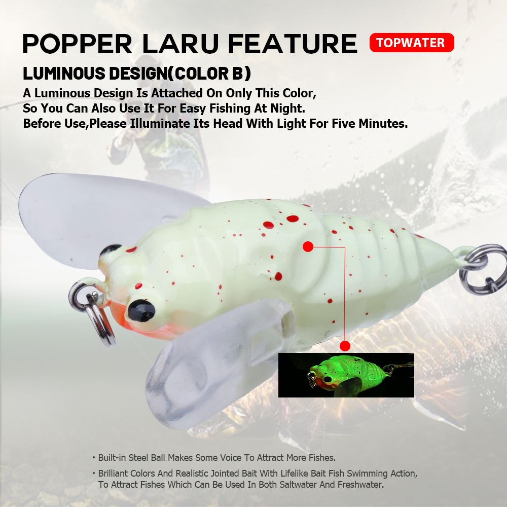 アゴイ-翼のあるポッパールアー,リアルな人工餌,ピカダ,暗闇 - Fishing Lure Spinnerbait のレビューと価格