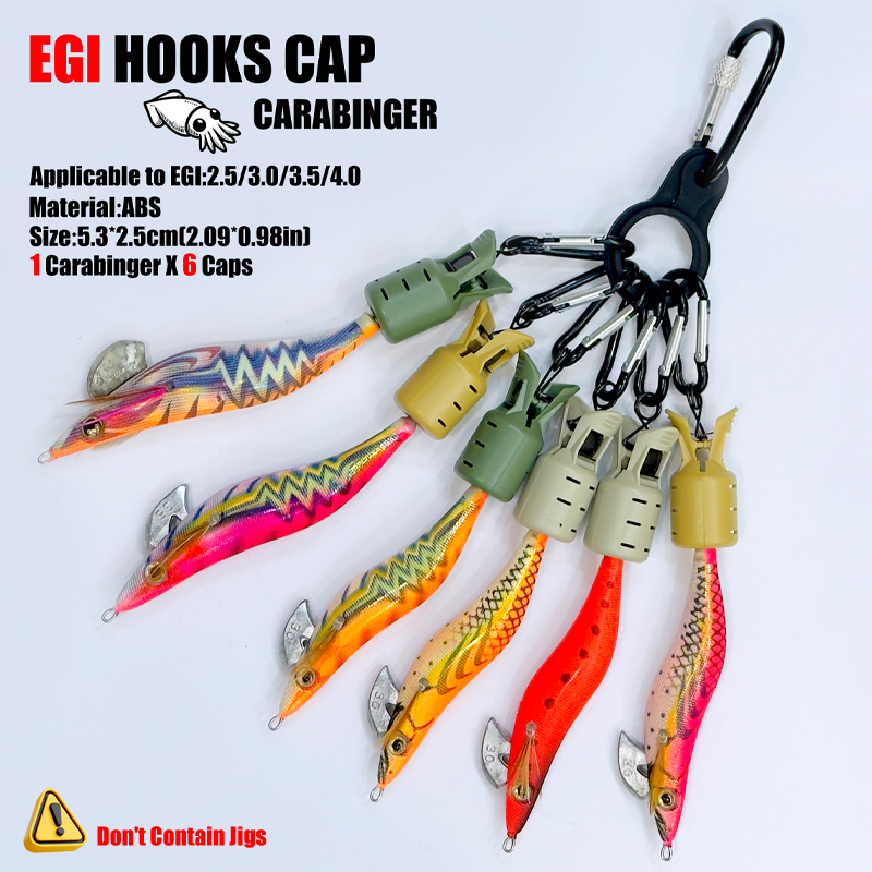イカジグフックキャップとカラビナ釣りアクセサリーベイトプロテ - Fishing Lure Jig のレビューと価格
