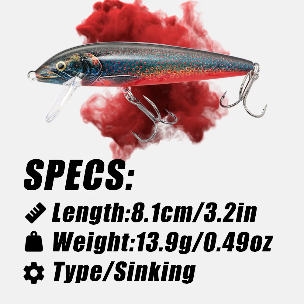 B & U 80 ミリメートルシンキングミノーワブリング釣り - Fishing Lure Jerkbait のレビューと価格