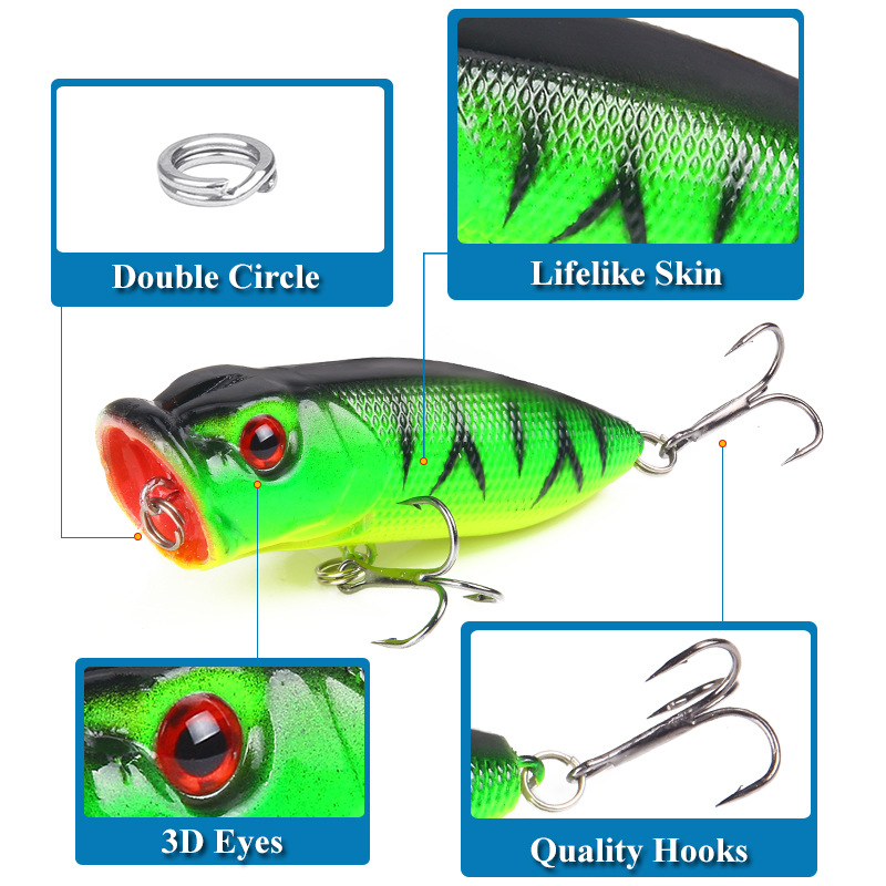 6個6色（OPP袋）/5個5色（箱入り）6.5cm/10gル - Fishing Lure Popper のレビューと価格