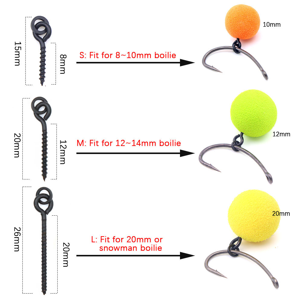 20 個鯉釣りボイリークリップ餌ネジ人工偽ルアーリングスイベ - Fishing Lure Accessories のレビューと価格